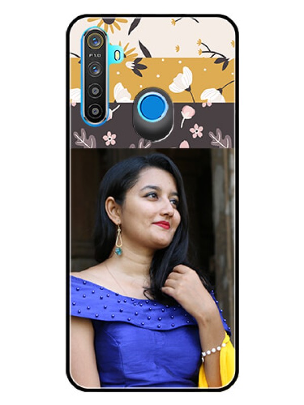 Custom Realme 5 Custom Glass Phone Case  - Stylish Floral Design