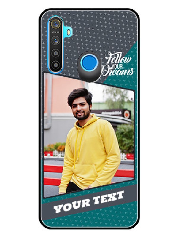Custom Realme 5 Personalized Glass Phone Case  - Background Pattern Design with Quote