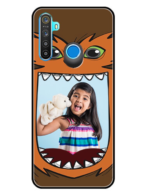 Custom Realme 5 Photo Printing on Glass Case  - Owl Monster Back Case Design
