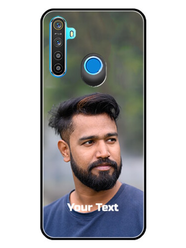 Custom Realme 5 Glass Mobile Cover: Photo with Text