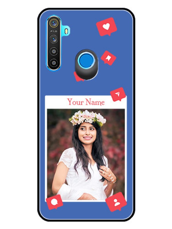 Custom Realme 5 Custom Glass Phone Case - Like Share And Comment Design