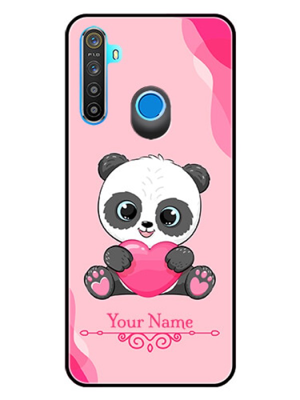 Custom Realme 5 Custom Glass Mobile Case - Cute Panda Design