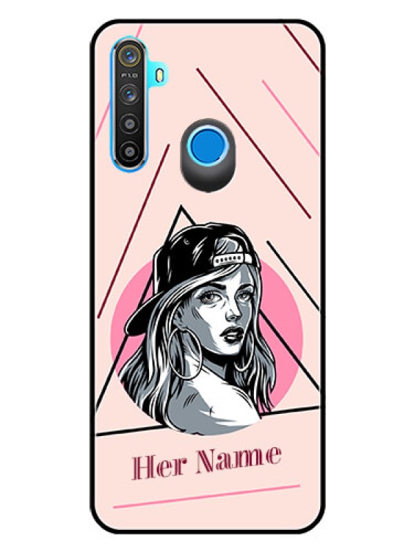Custom Realme 5 Personalized Glass Phone Case - Rockstar Girl Design