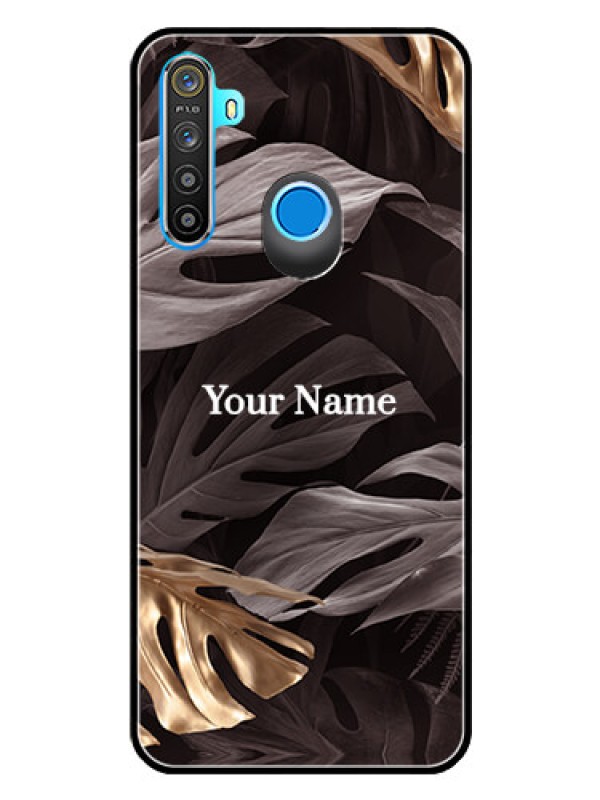 Custom Realme 5 Personalised Glass Phone Case - Wild Leaves digital paint Design