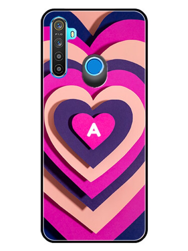 Custom Realme 5 Custom Glass Mobile Case - Cute Heart Pattern Design