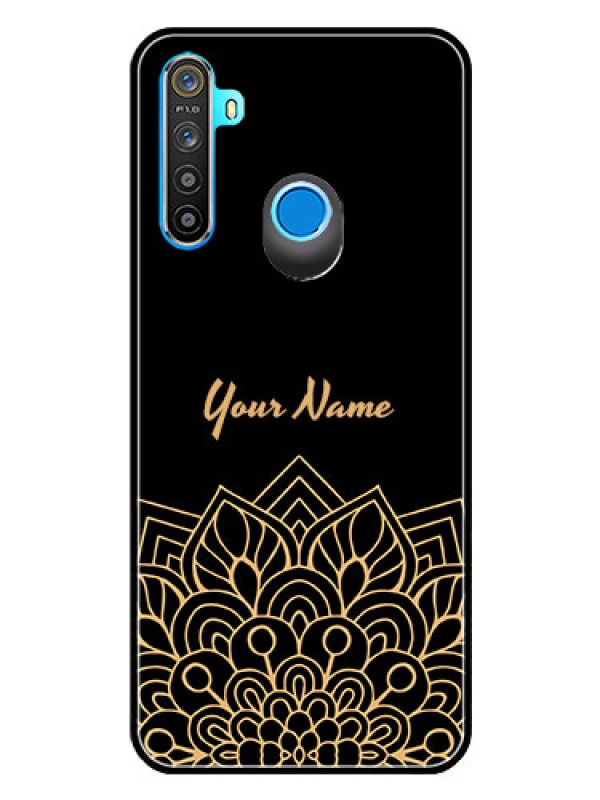 Custom Realme 5 Custom Glass Phone Case - Golden mandala Design