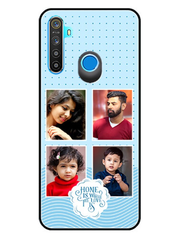 Custom Realme 5 Custom Glass Phone Case - Cute love quote with 4 pic upload Design