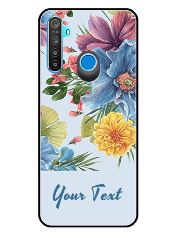 Custom Realme 5 Custom Glass Mobile Case - Stunning Watercolored Flowers Painting Design