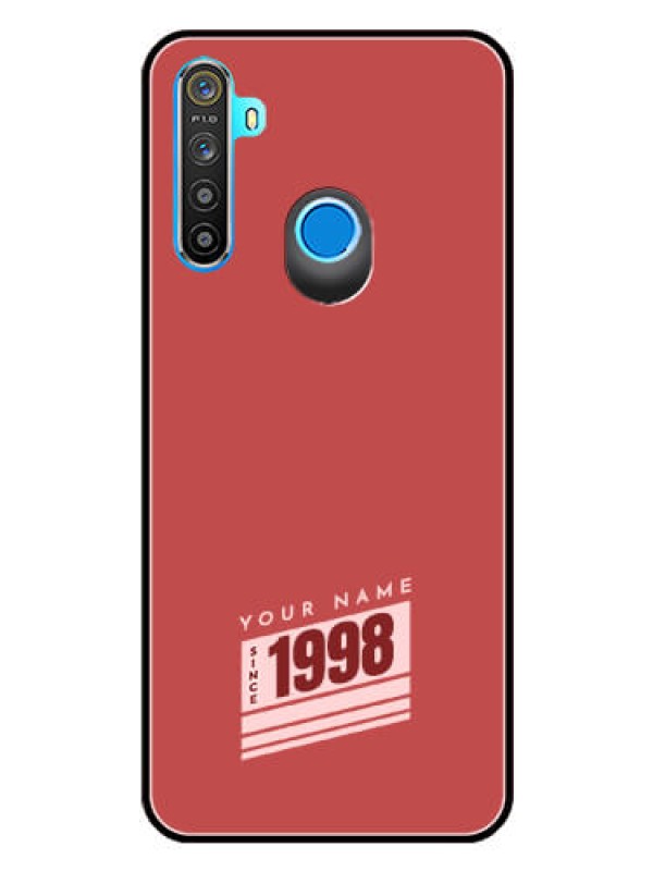 Custom Realme 5 Custom Glass Phone Case - Red custom year of birth Design