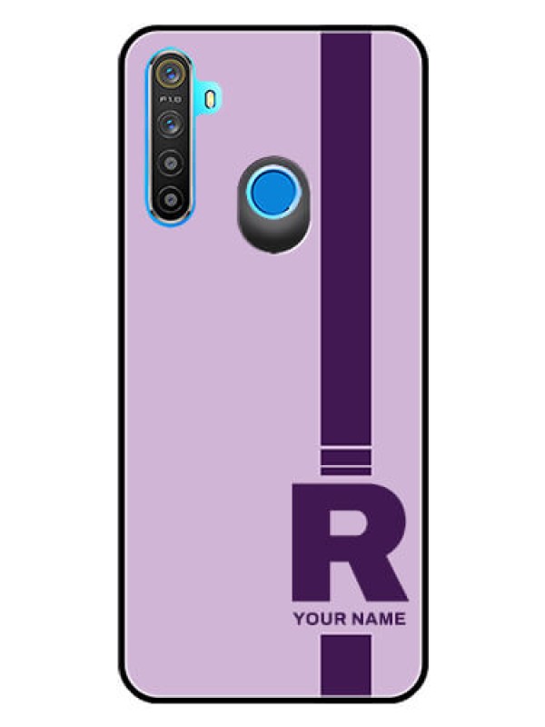 Custom Realme 5 Photo Printing on Glass Case - Simple dual tone stripe with name Design