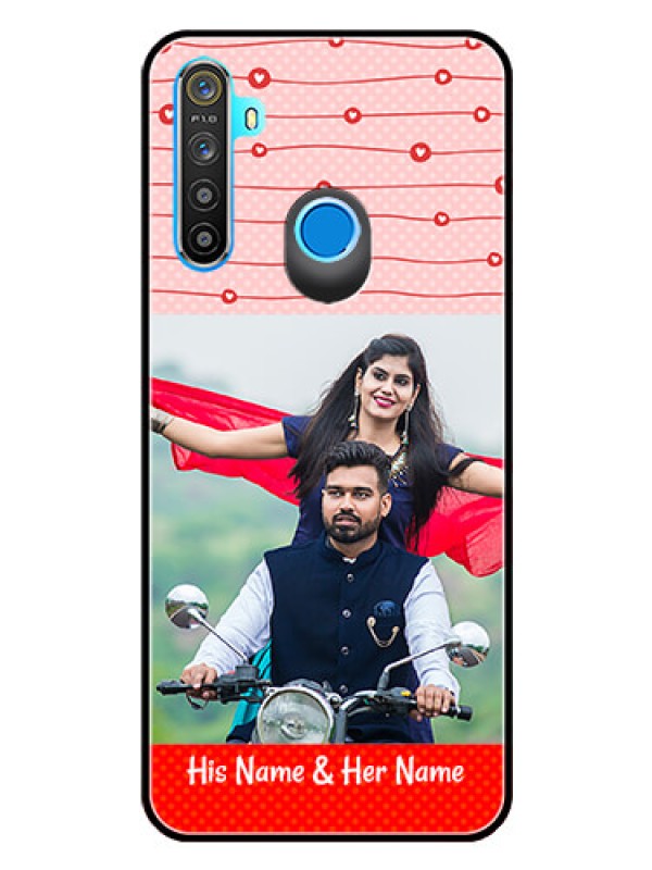 Custom Realme 5i Personalized Glass Phone Case  - Red Pattern Case Design