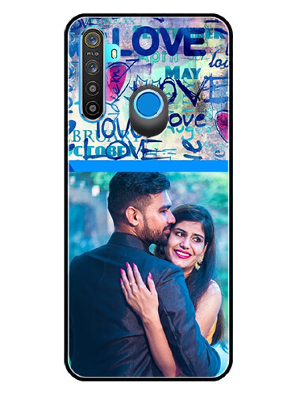 Custom Realme 5i Custom Glass Mobile Case  - Colorful Love Design