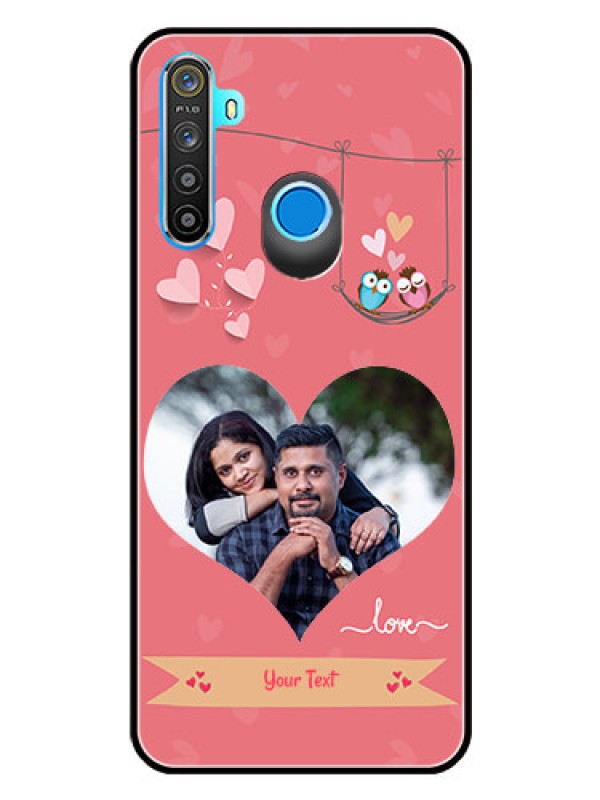Custom Realme 5i Personalized Glass Phone Case  - Peach Color Love Design 