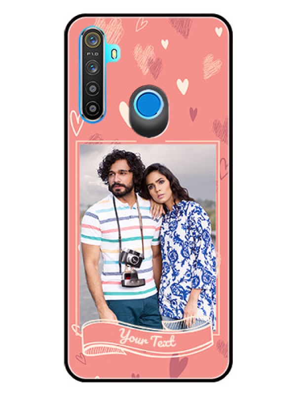 Custom Realme 5i Custom Glass Phone Case  - Love doodle art Design