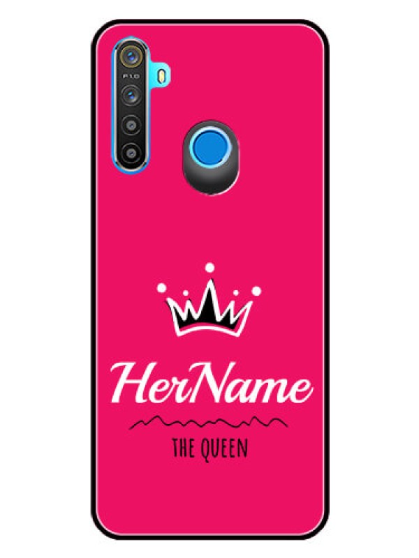 Custom Realme 5i Glass Phone Case Queen with Name