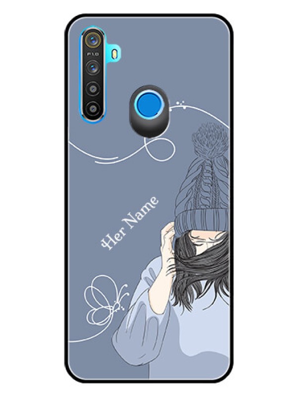 Custom Realme 5i Custom Glass Mobile Case - Girl in winter outfit Design