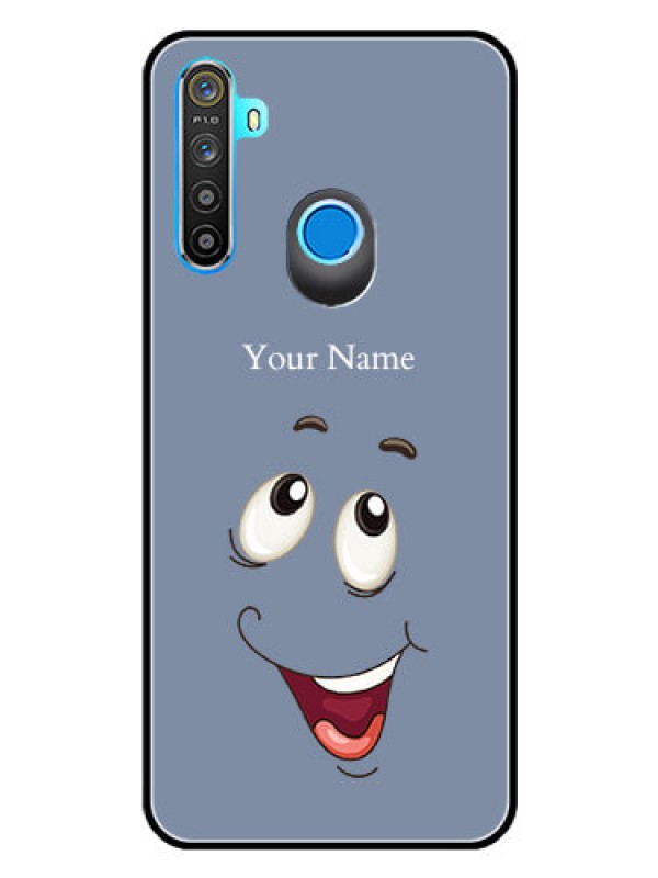 Custom Realme 5i Photo Printing on Glass Case - Laughing Cartoon Face Design