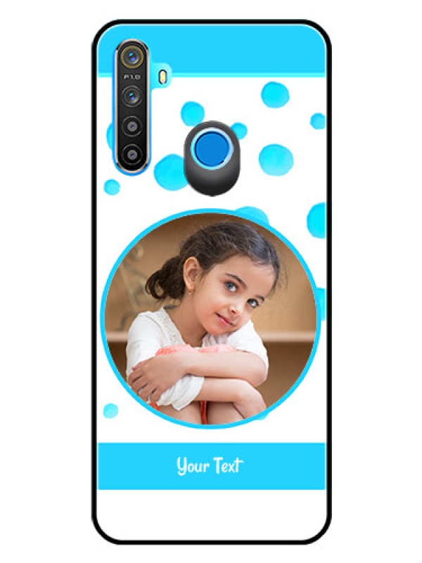 Custom Realme 5s Photo Printing on Glass Case  - Blue Bubbles Pattern Design