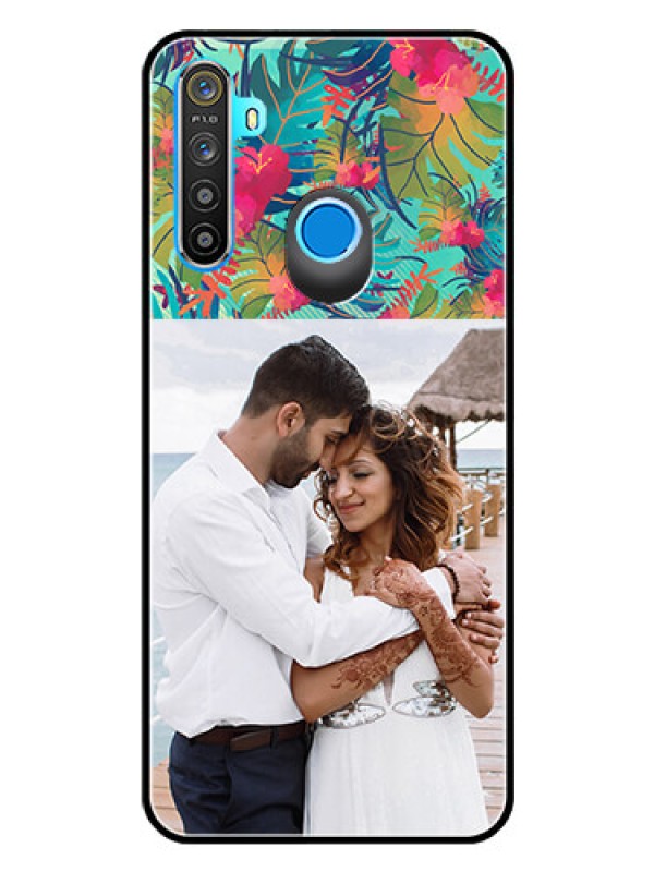 Custom Realme 5s Photo Printing on Glass Case  - Watercolor Floral Design