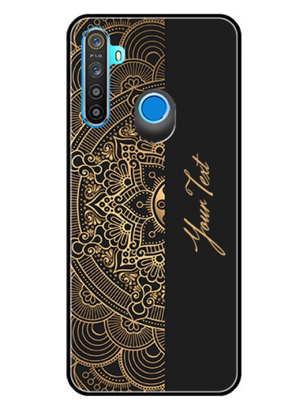 Custom Realme 5s Photo Printing on Glass Case - Mandala art with custom text Design