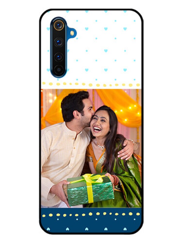 Custom Realme 6 Pro Personalized Glass Phone Case  - White and Blue Abstract Design