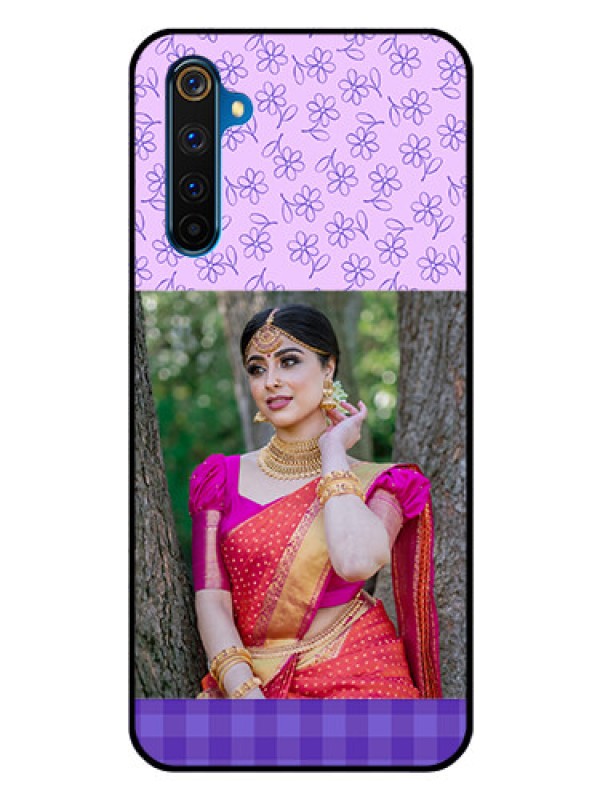 Custom Realme 6 Pro Custom Glass Phone Case  - Purple Floral Design
