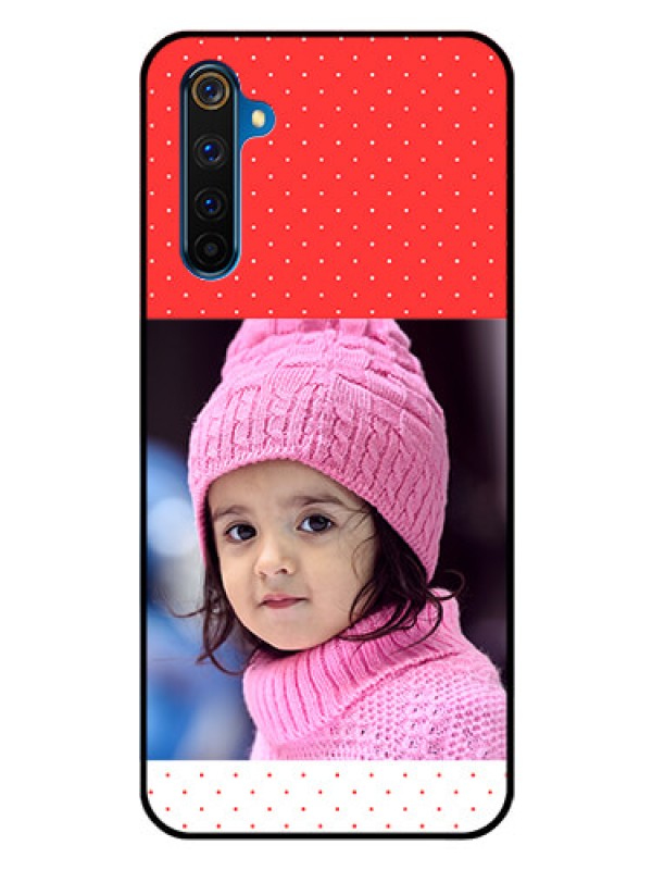 Custom Realme 6 Pro Photo Printing on Glass Case  - Red Pattern Design
