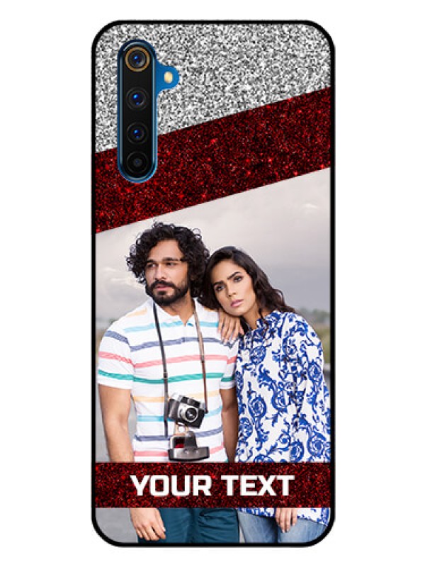 Custom Realme 6 Pro Personalized Glass Phone Case  - Image Holder with Glitter Strip Design
