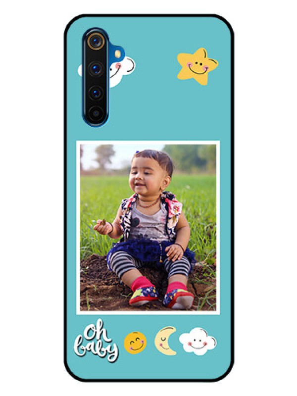 Custom Realme 6 Pro Personalized Glass Phone Case  - Smiley Kids Stars Design