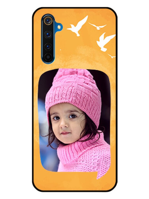 Custom Realme 6 Pro Personalized Glass Phone Case  - Water Color Design with Bird Icons