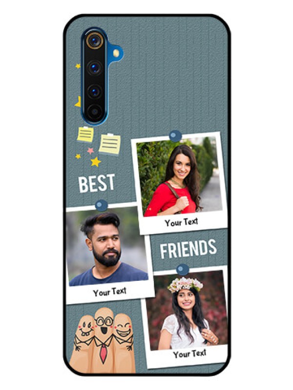 Custom Realme 6 Pro Personalized Glass Phone Case  - Sticky Frames and Friendship Design