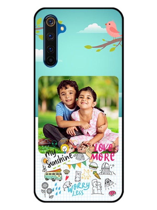 Custom Realme 6 Pro Photo Printing on Glass Case  - Doodle love Design