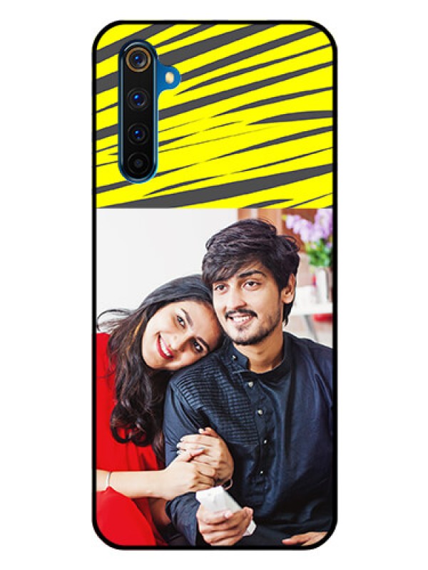 Custom Realme 6 Pro Photo Printing on Glass Case  - Yellow Abstract Design