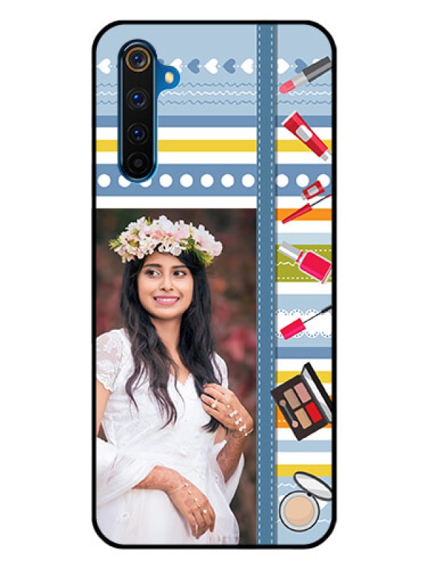 Custom Realme 6 Pro Personalized Glass Phone Case  - Makeup Icons Design