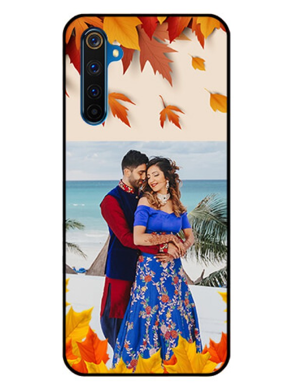 Custom Realme 6 Pro Photo Printing on Glass Case  - Autumn Maple Leaves Design