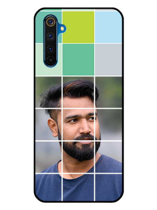 Custom Realme 6 Pro Photo Printing on Glass Case  - with white box pattern 