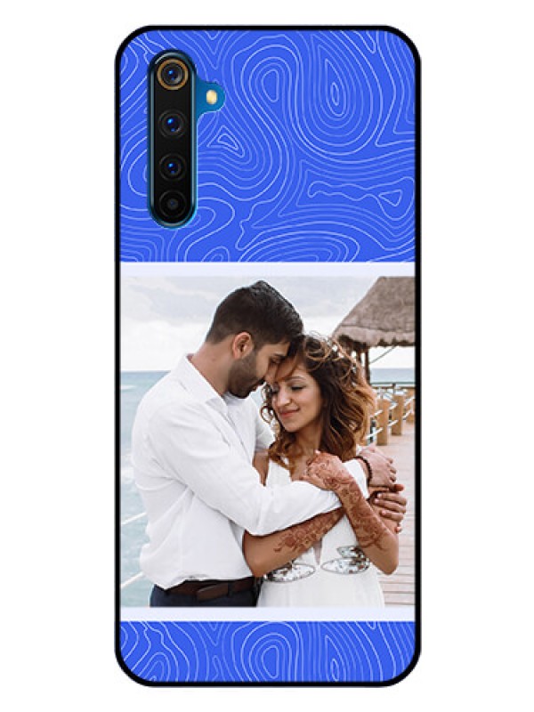Custom Realme 6 Pro Custom Glass Mobile Case - Curved line art with blue and white Design