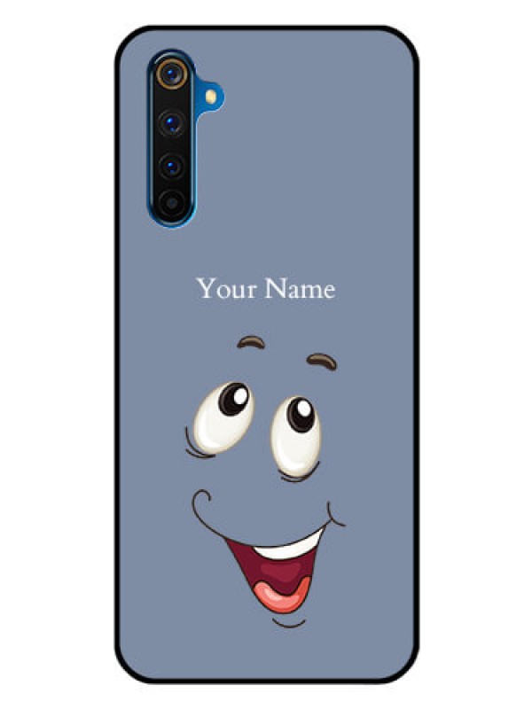 Custom Realme 6 Pro Photo Printing on Glass Case - Laughing Cartoon Face Design