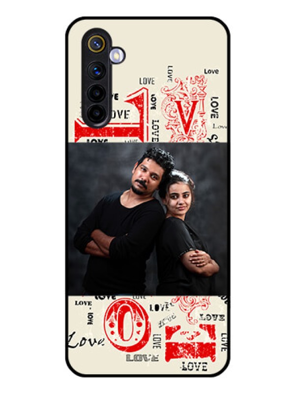 Custom Realme 6 Photo Printing on Glass Case  - Trendy Love Design Case