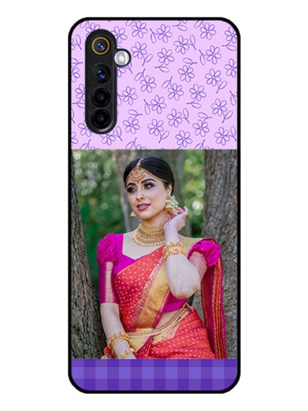 Custom Realme 6 Custom Glass Phone Case  - Purple Floral Design