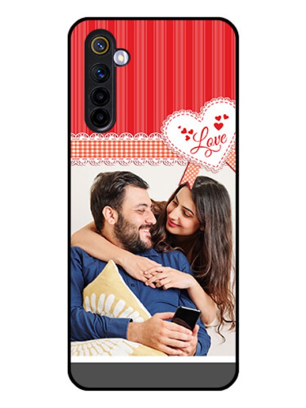 Custom Realme 6 Custom Glass Mobile Case  - Red Love Pattern Design