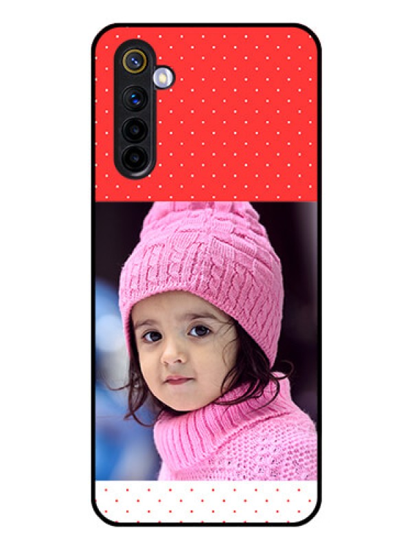 Custom Realme 6 Photo Printing on Glass Case  - Red Pattern Design
