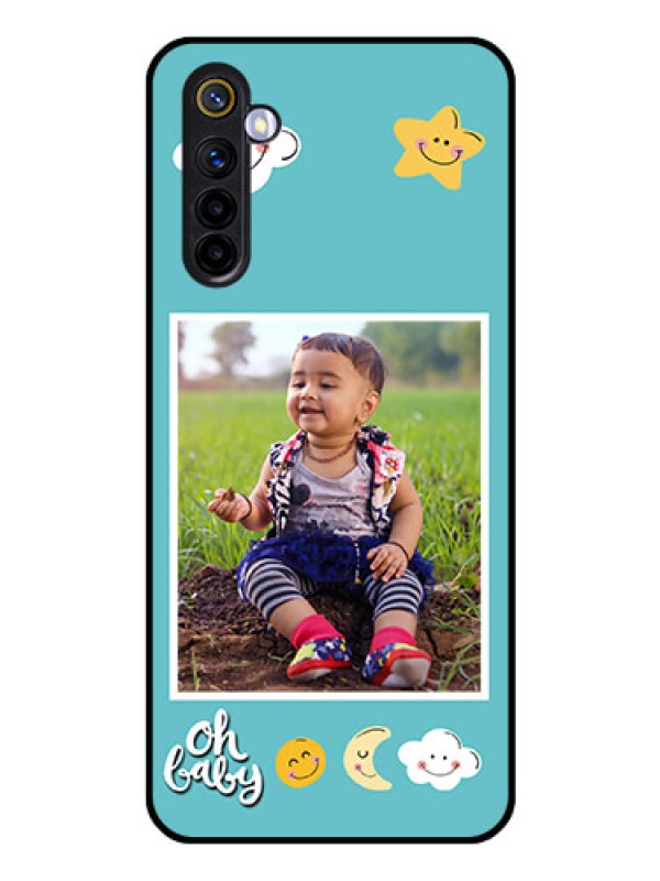 Custom Realme 6 Personalized Glass Phone Case  - Smiley Kids Stars Design