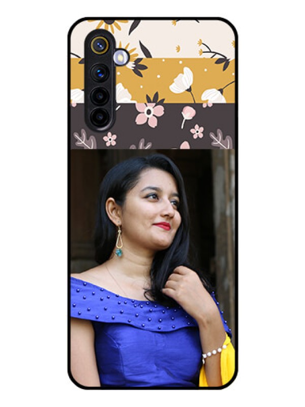 Custom Realme 6 Custom Glass Phone Case  - Stylish Floral Design