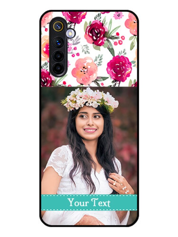 Custom Realme 6 Custom Glass Phone Case  - Watercolor Floral Design