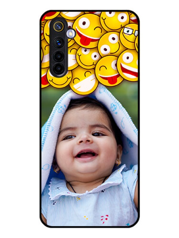 Custom Realme 6 Custom Glass Mobile Case  - with Smiley Emoji Design
