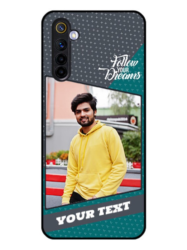 Custom Realme 6 Personalized Glass Phone Case  - Background Pattern Design with Quote