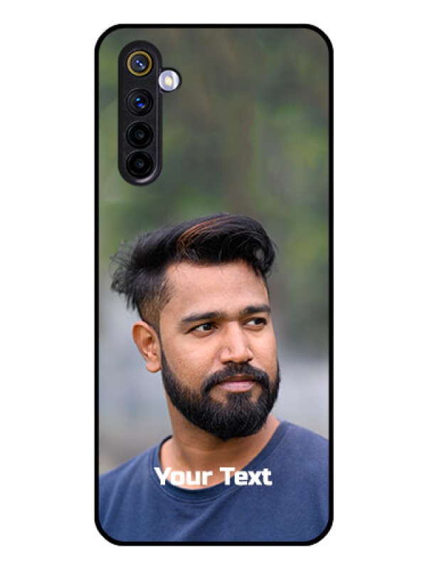 Custom Realme 6 Glass Mobile Cover: Photo with Text