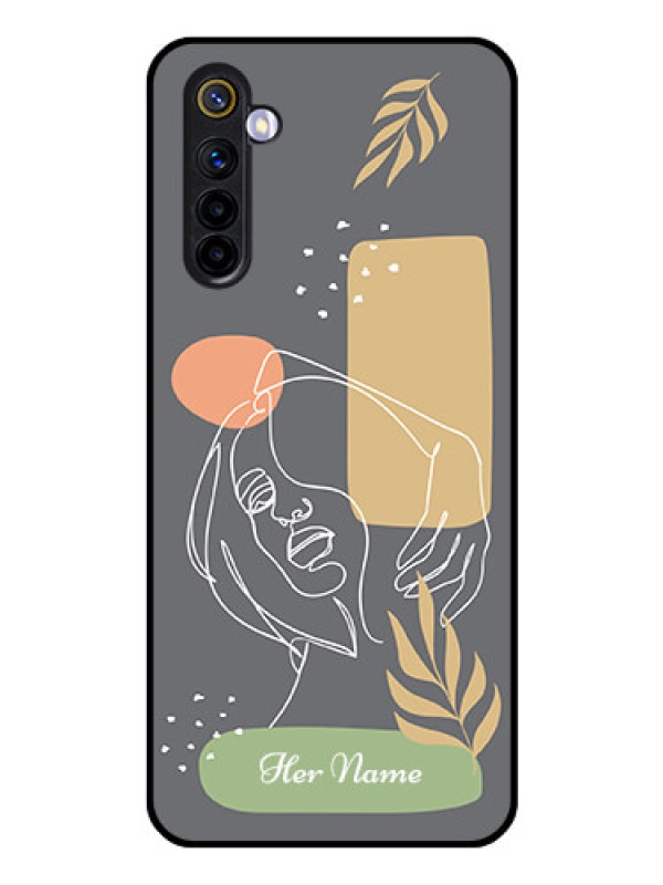 Custom Realme 6 Custom Glass Phone Case - Gazing Woman line art Design