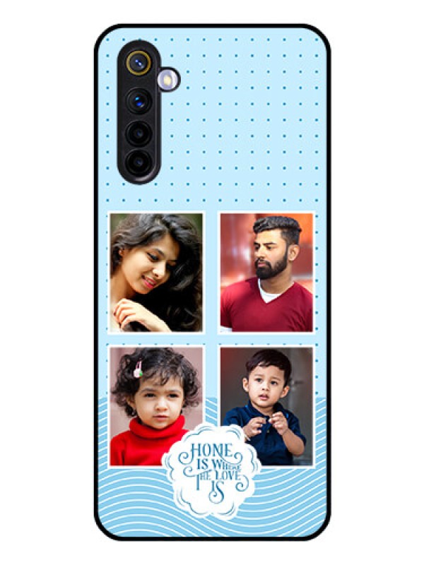 Custom Realme 6 Custom Glass Phone Case - Cute love quote with 4 pic upload Design
